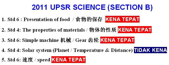 UPSR SCIENCE KENA TEPAT