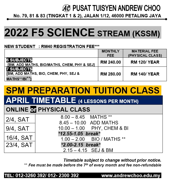 Spm timetable 2022